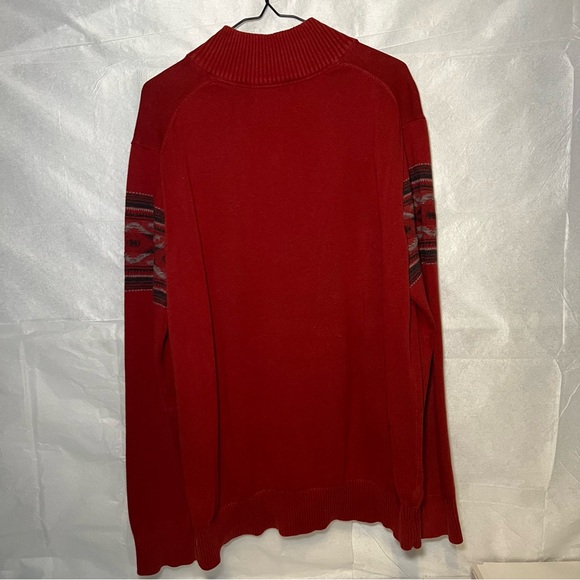 Eddie Bauer Nordic Quarter Zip 100% cotton Sweater In Tartan Red men’s large - Picture 7 of 10